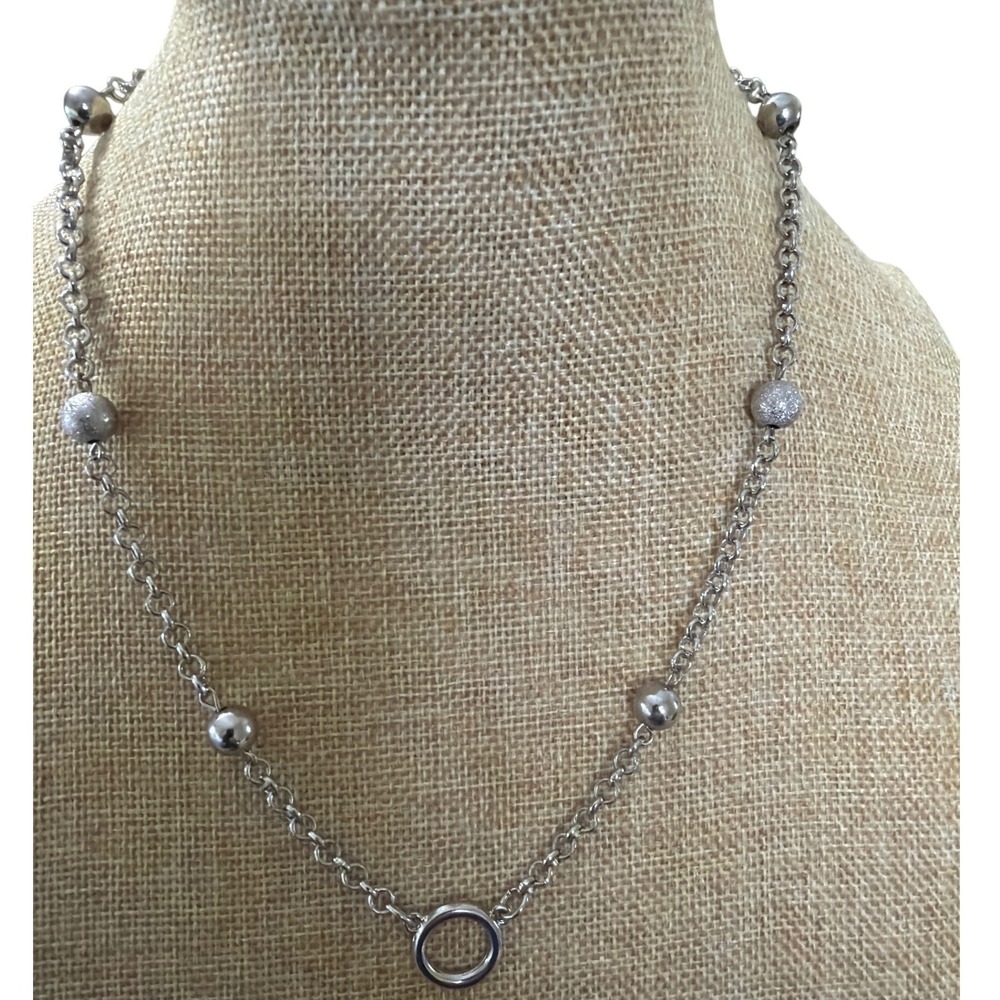 Silver Tone Stardust and Polished Bead Station‎ Circle Necklace layering